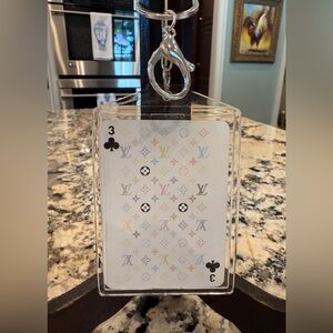 Authentic Louis Vuitton Playing Card Keychain or Accessory - Three of Clubs